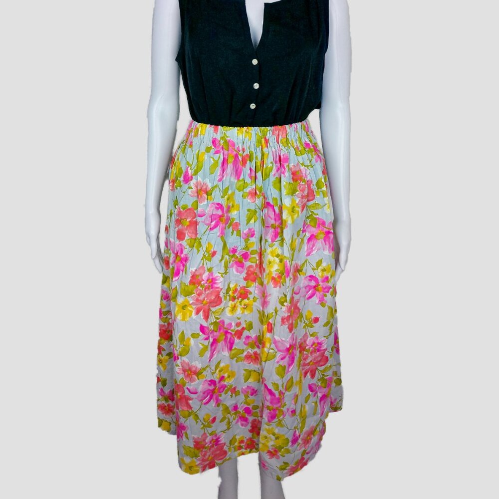 Handmade Colorful Floral Cotton Maxi Skirt